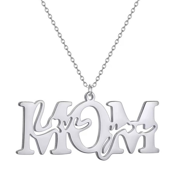 Stainless steel Jewelry - Stainless steel silver mom necklace